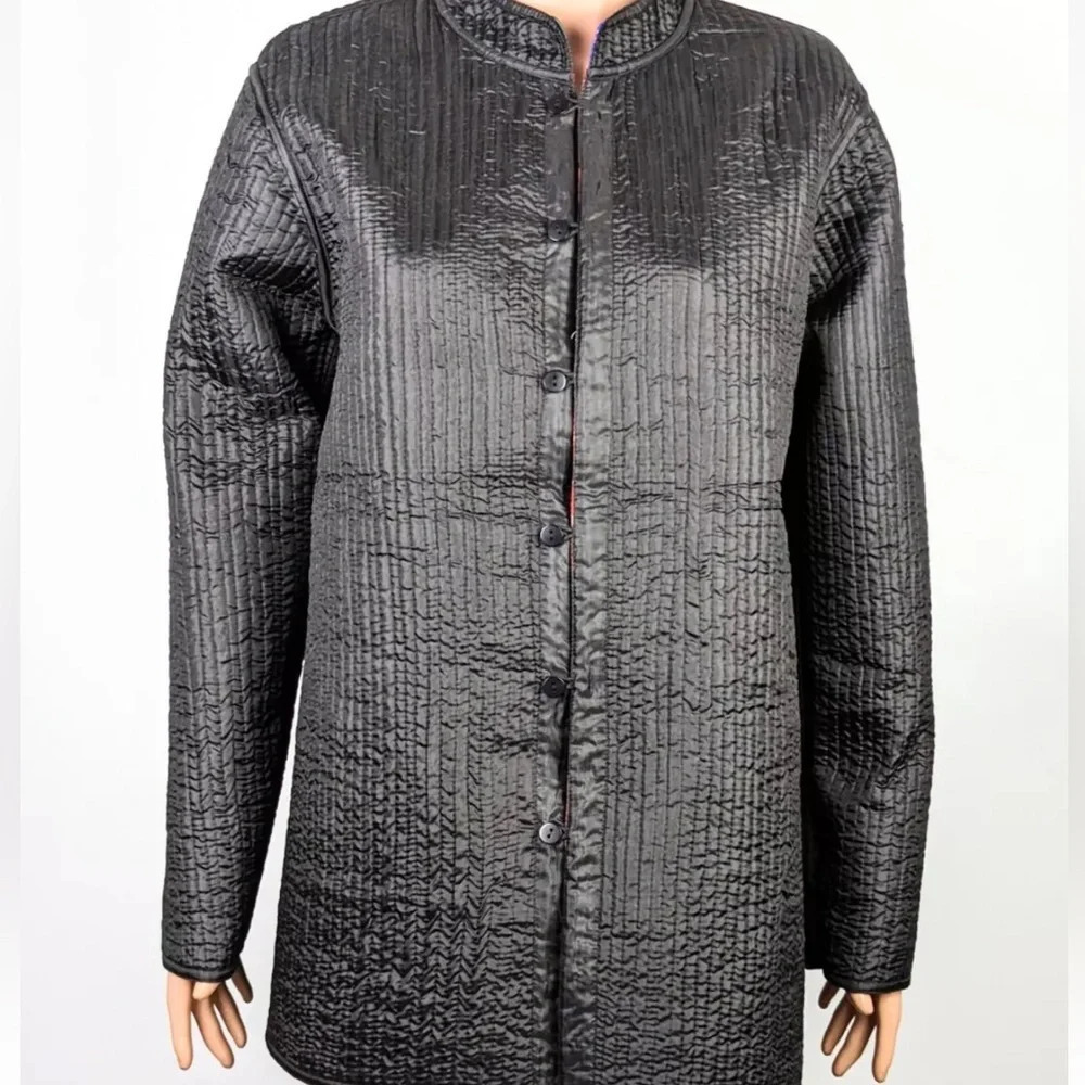 Sam Hill Collection Colorful Rainbow Reversible Quilted Patchwork Silk Jacket M - Picture 6 of 8